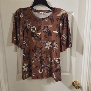 Maurices Brown Floral Short Sleeve Tee